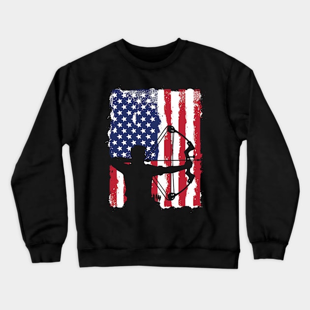 USA Flag Archery Crewneck Sweatshirt by DetourShirts